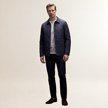 Herren Steppjacke mit Diamantmuster und Stehkragen - Knopfverschluss