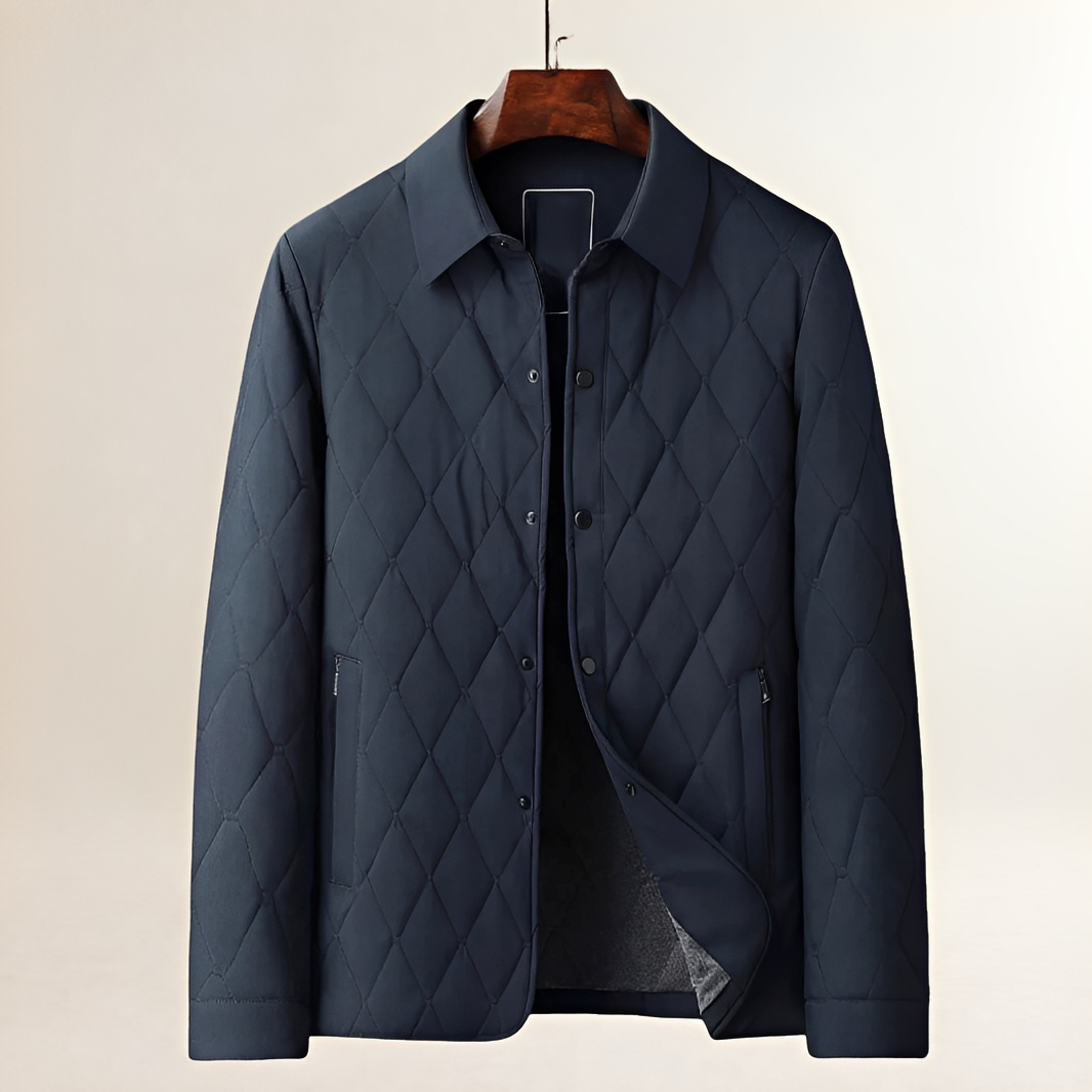 Herren Steppjacke mit Diamantmuster und Stehkragen - Knopfverschluss