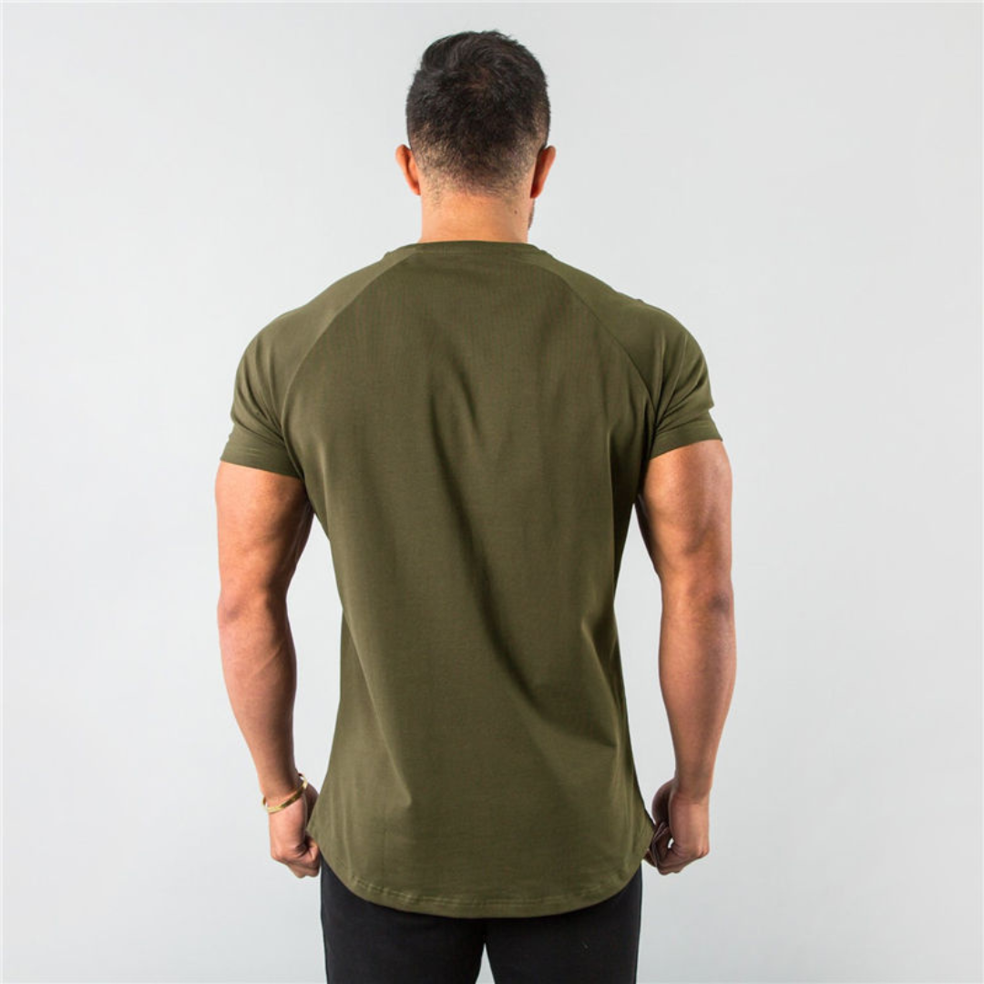 Herren T-Shirt Raglan Short Sleeve Slim Fit Langarm-T-Shirt mit Rundhalsausschnitt und geradem Saum