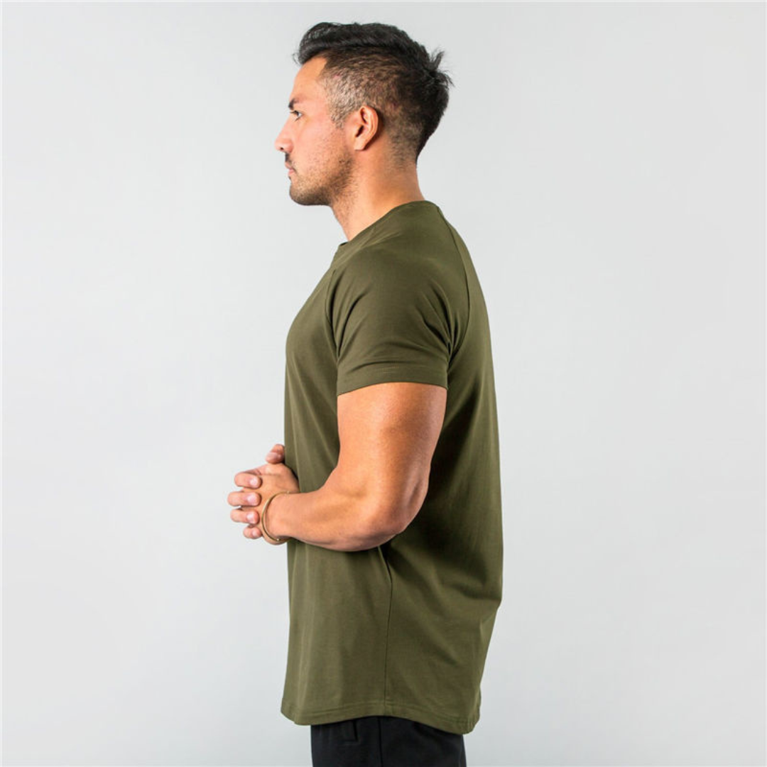 Herren T-Shirt Raglan Short Sleeve Slim Fit Langarm-T-Shirt mit Rundhalsausschnitt und geradem Saum