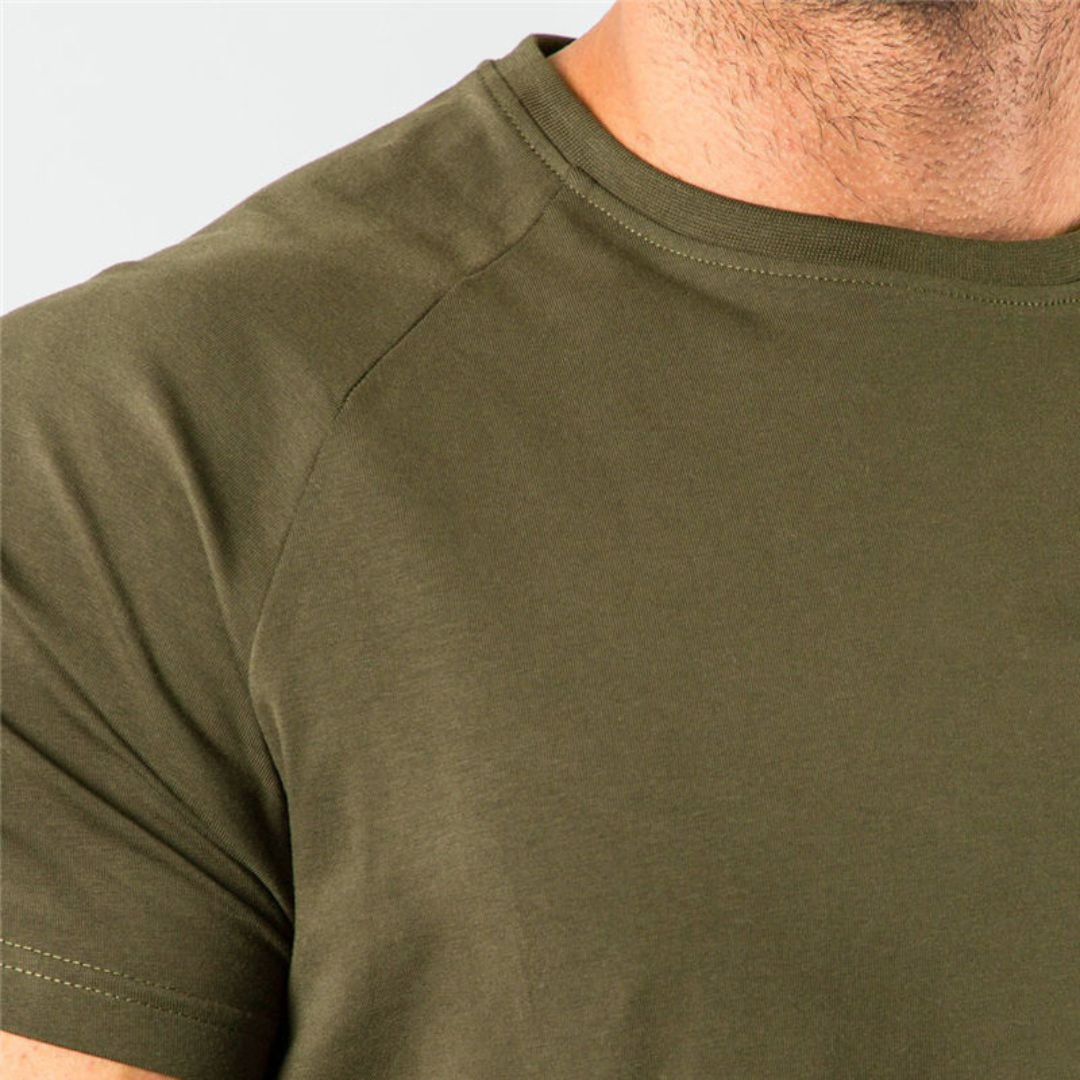 Herren T-Shirt Raglan Short Sleeve Slim Fit Langarm-T-Shirt mit Rundhalsausschnitt und geradem Saum