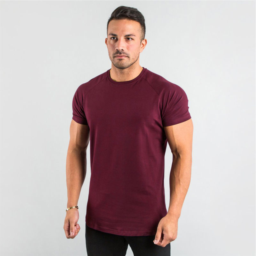 Herren T-Shirt Raglan Short Sleeve Slim Fit Langarm-T-Shirt mit Rundhalsausschnitt und geradem Saum