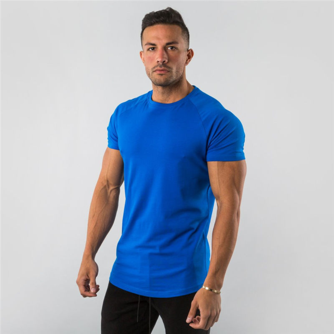 Herren T-Shirt Raglan Short Sleeve Slim Fit Langarm-T-Shirt mit Rundhalsausschnitt und geradem Saum