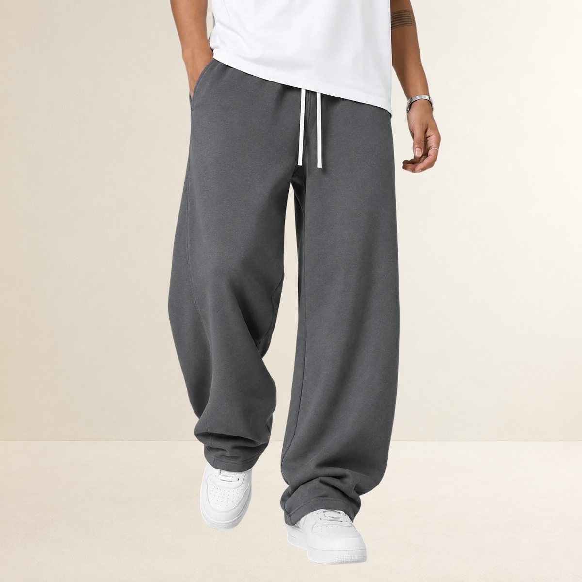 Herren Weite Jogginghose mit Kordelzug und geradem Schnitt