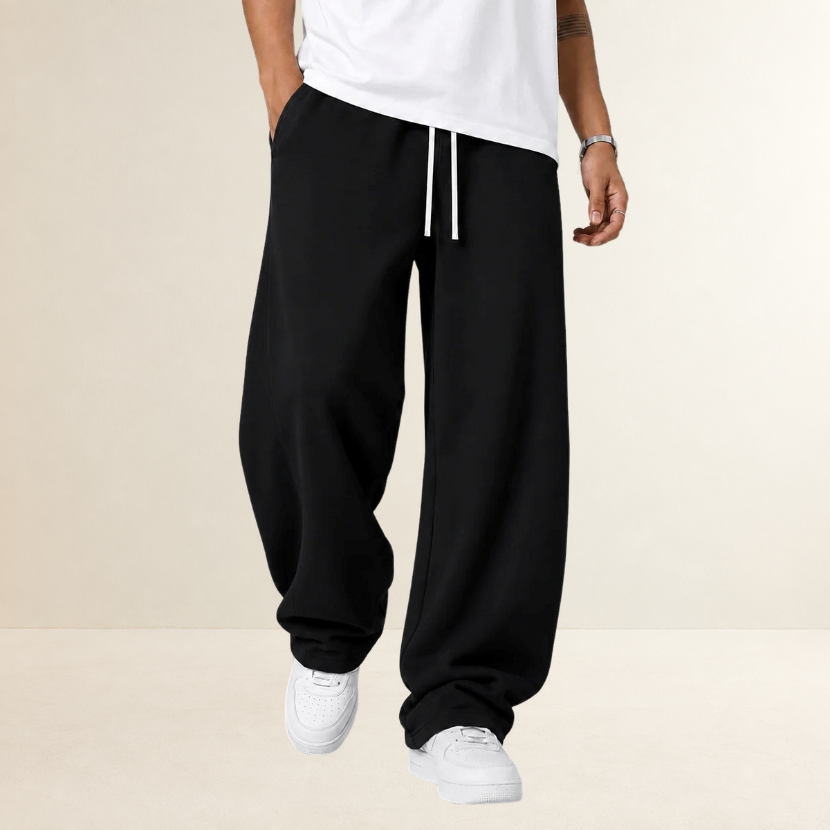 Herren Weite Jogginghose mit Kordelzug und geradem Schnitt