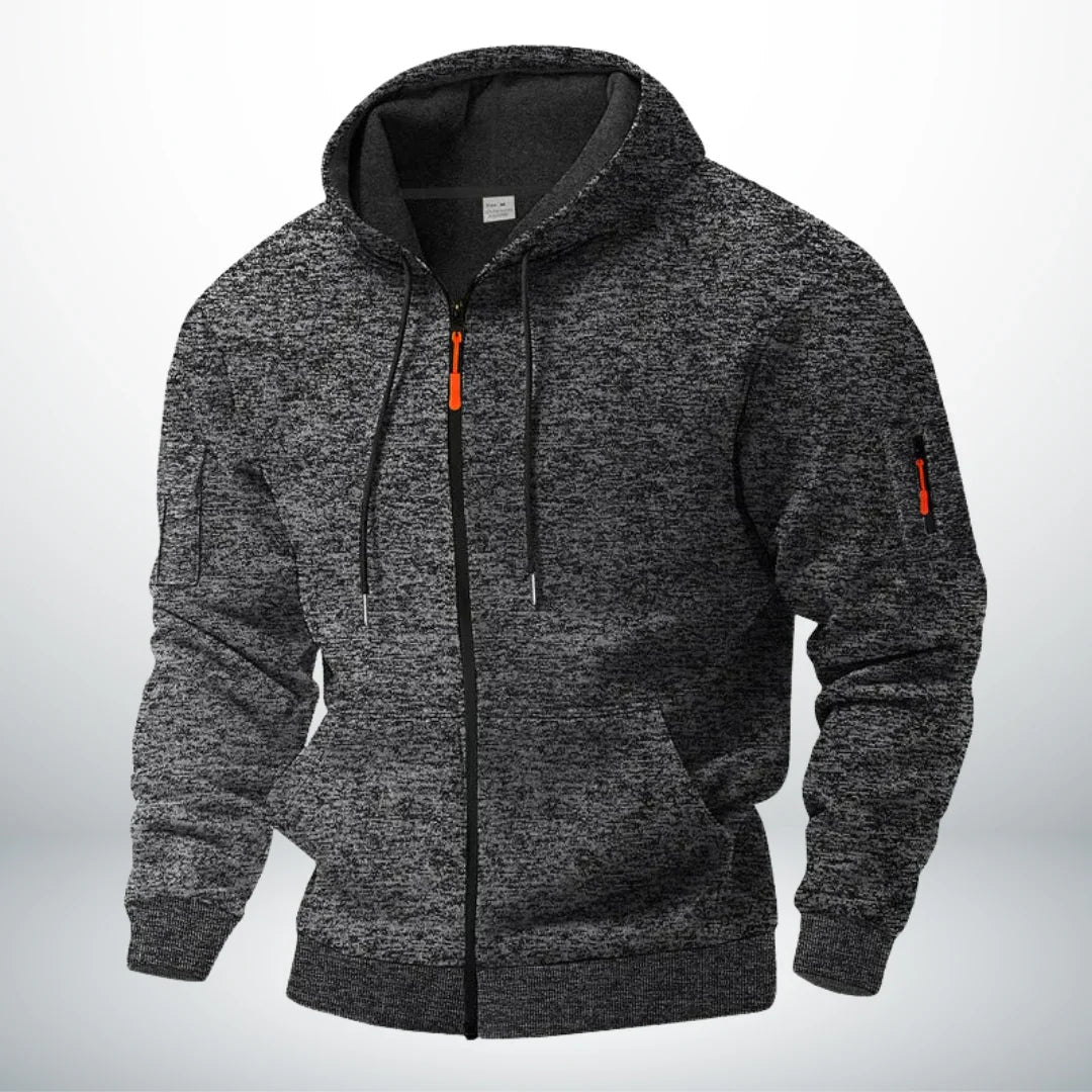 Herren Zip-Hoodie mit Reißverschluss und Taschen - Strukturierter Schnitt