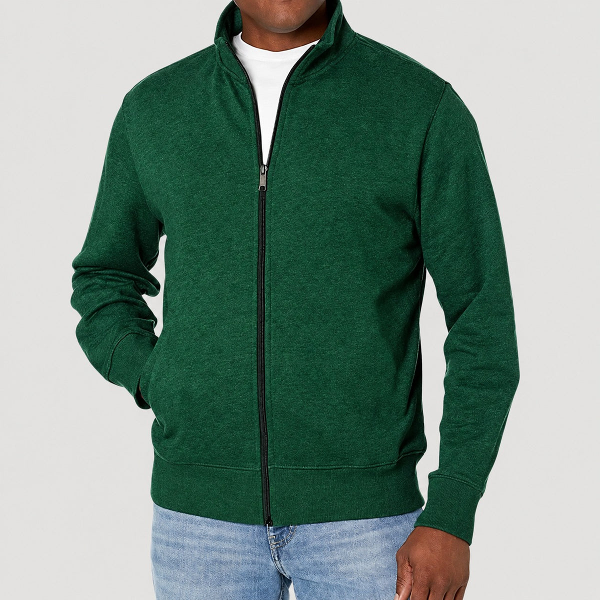 Herren Zip-Jacke Casual mit Stehkragen - Regulärer Schnitt