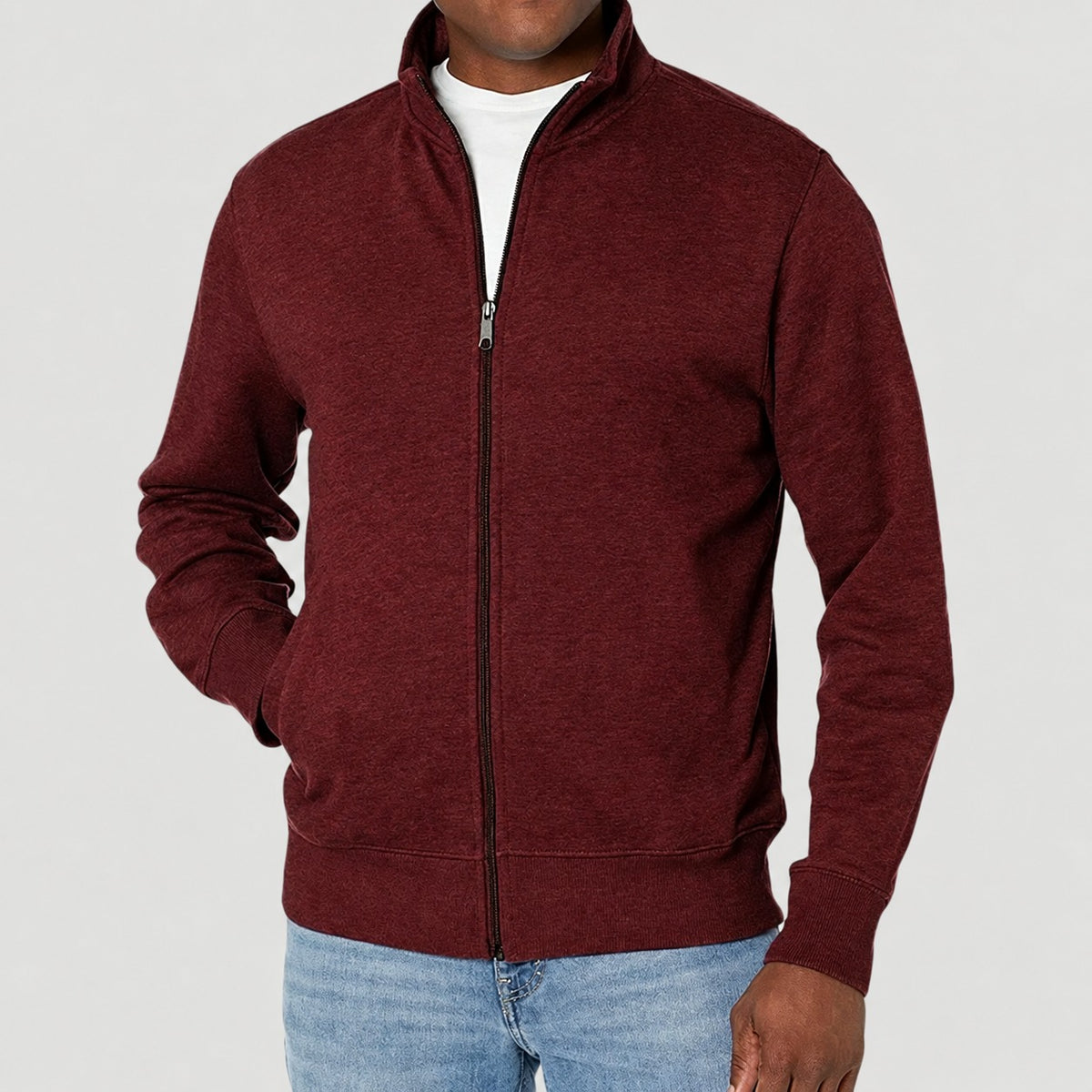 Herren Zip-Jacke Casual mit Stehkragen - Regulärer Schnitt