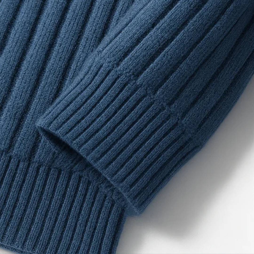 Herrenkardigan mit Vollreißverschluss und Stehkragen – Slim Fit, Rippenstruktur, mit Taschen