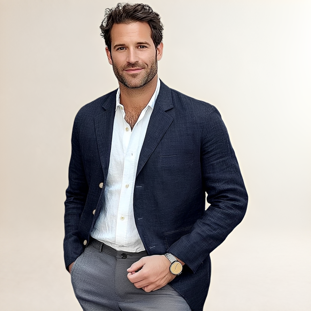 Herrenkleidung Blazer - Ein- Knopf Revers, Tailored Passform, Brustpasse und Patches Taschen