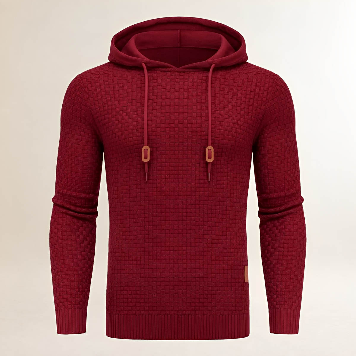 Hoodie Herren Pullover mit Struktur-Textur - Bündchenbündiges Tailored Fit Kapuze mit Kordel