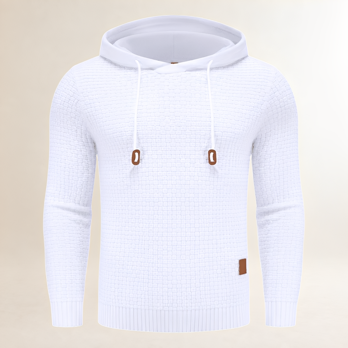 Hoodie Herren Pullover mit Struktur-Textur - Bündchenbündiges Tailored Fit Kapuze mit Kordel