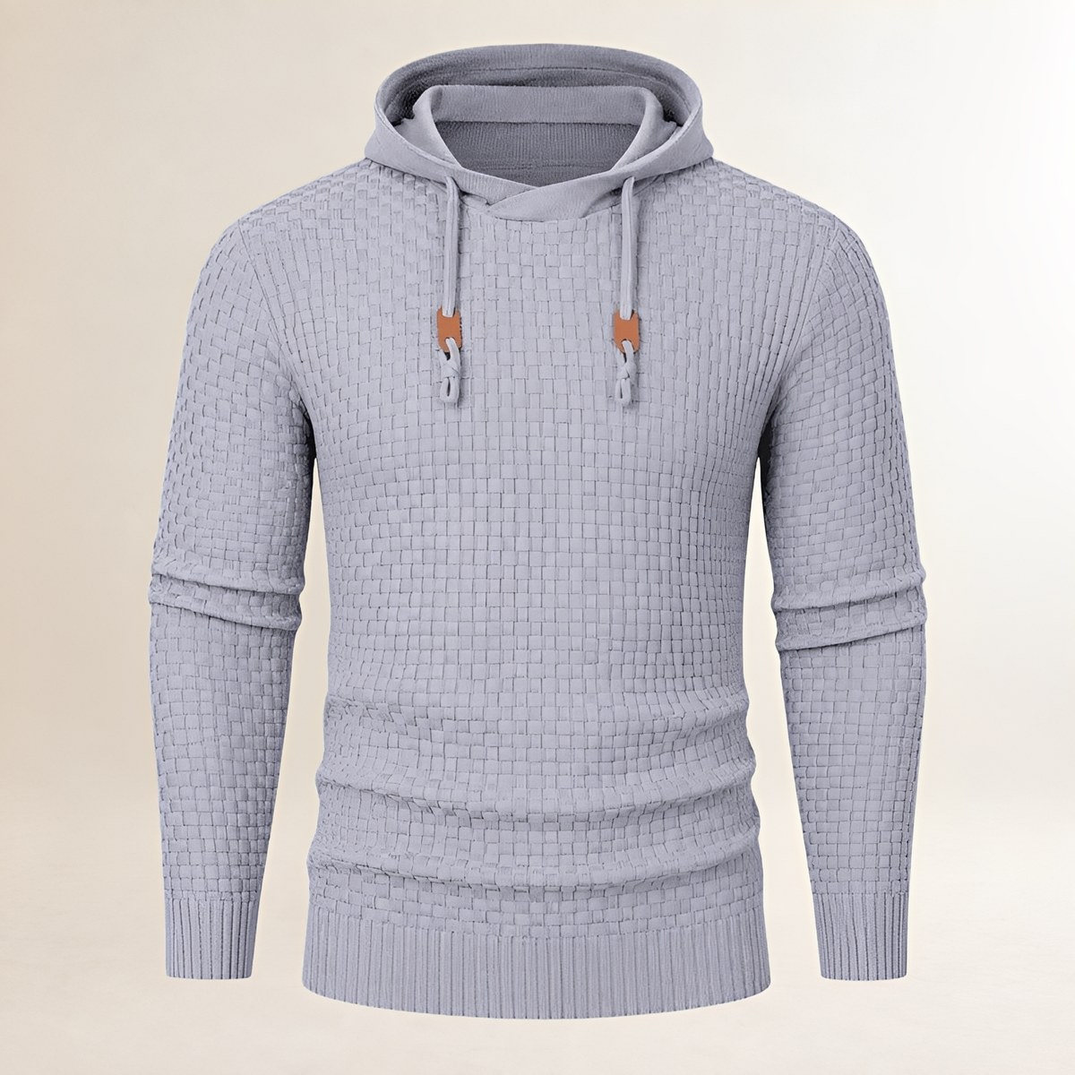 Hoodie Herren Pullover mit Struktur-Textur - Bündchenbündiges Tailored Fit Kapuze mit Kordel