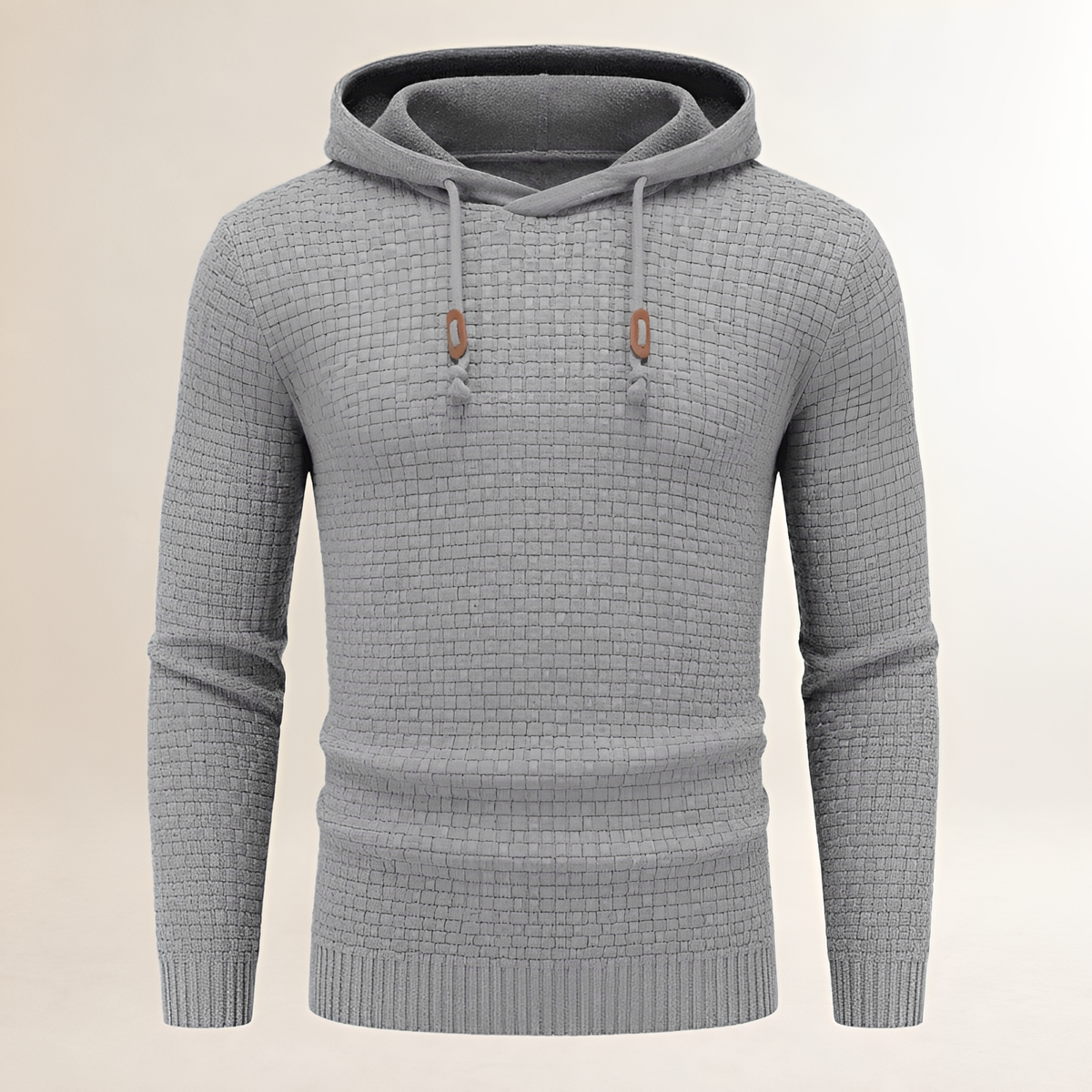 Hoodie Herren Pullover mit Struktur-Textur - Bündchenbündiges Tailored Fit Kapuze mit Kordel