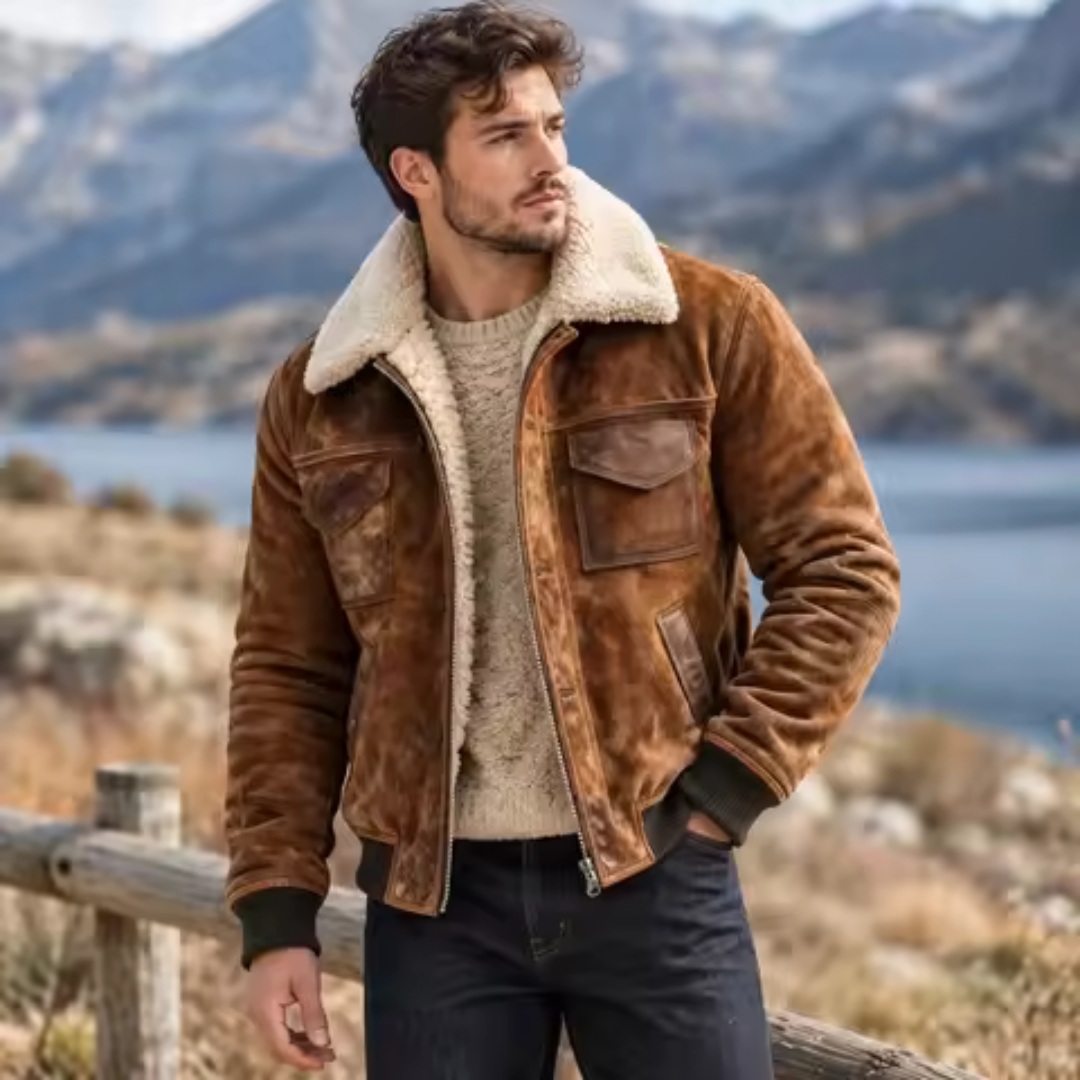 Jacke Herren Reißverschlussfront - Kontrast-Kragen, Fronttaschen mit Klappen, gerader Schnitt