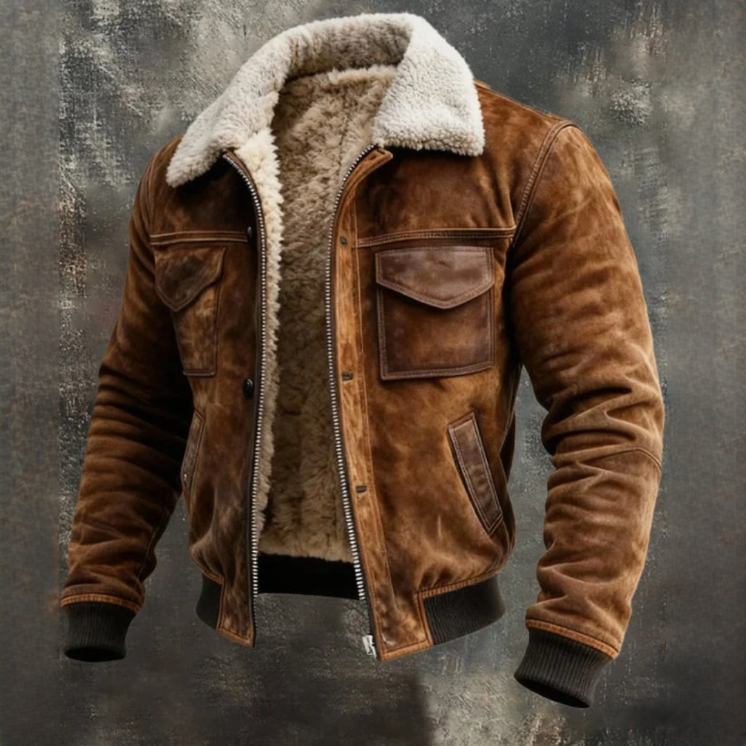 Jacke Herren Reißverschlussfront - Kontrast-Kragen, Fronttaschen mit Klappen, gerader Schnitt