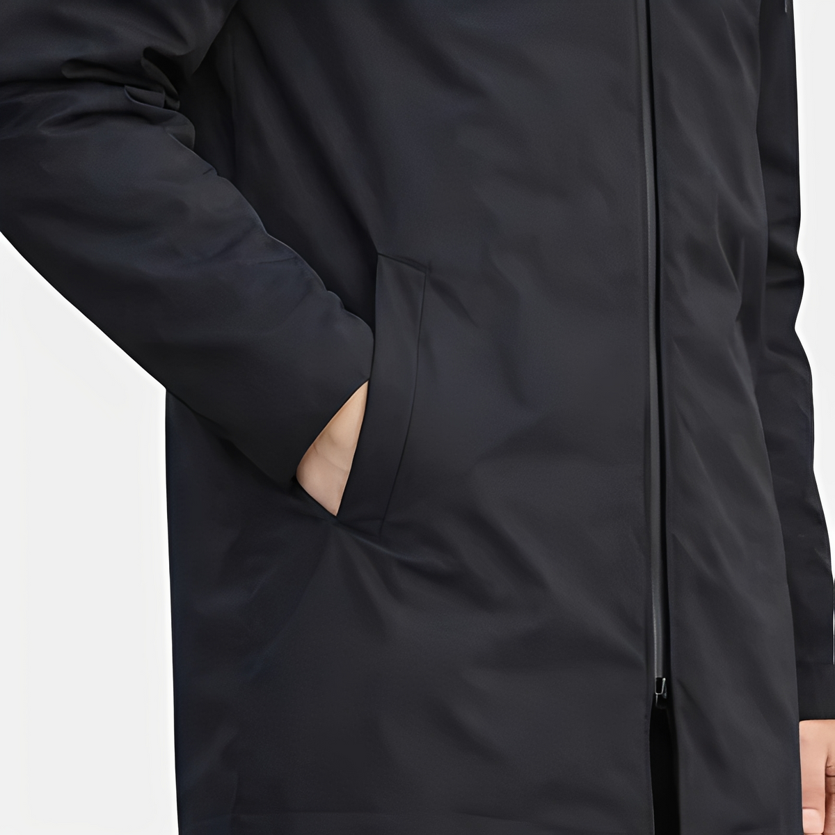 Mantel Herren mit Kapuze, mittellanger Mantel, Regularer Schnitt, Reißverschluss, Fronttaschen, innere Brusttasche, Diamant-Steppung im Innenfutter