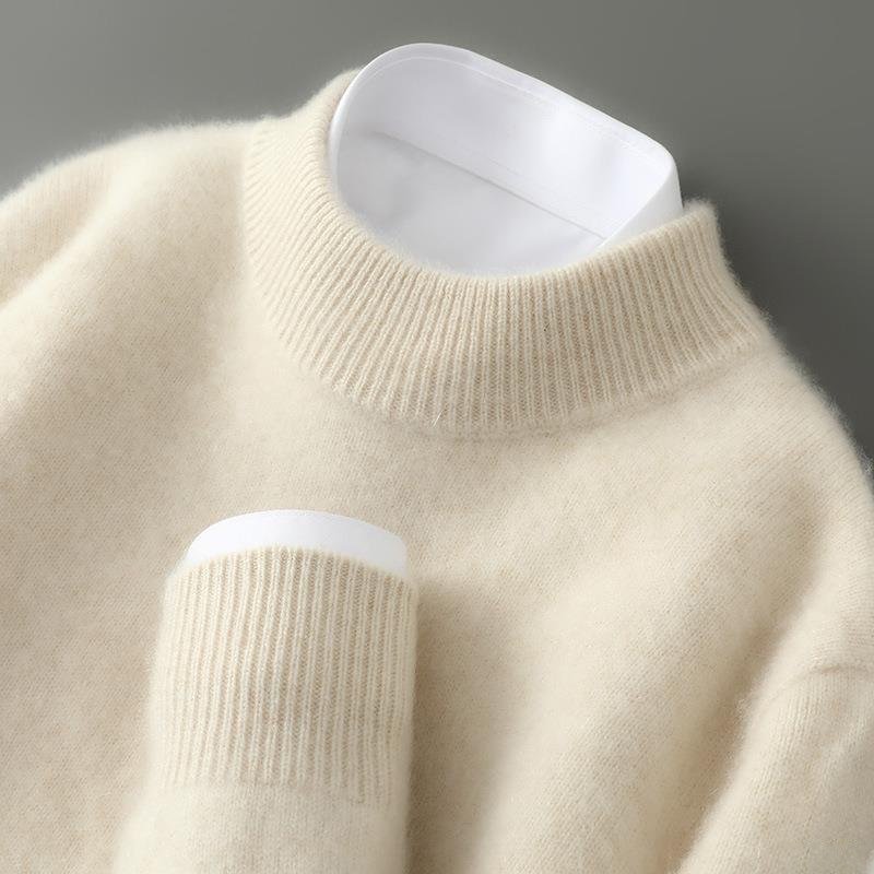 Sweater Herren Mock-Neck mit Rippenstruktur und Bündchen – Relaxed Passform
