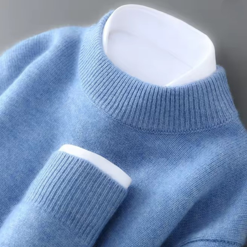 Sweater Herren Mock-Neck mit Rippenstruktur und Bündchen – Relaxed Passform