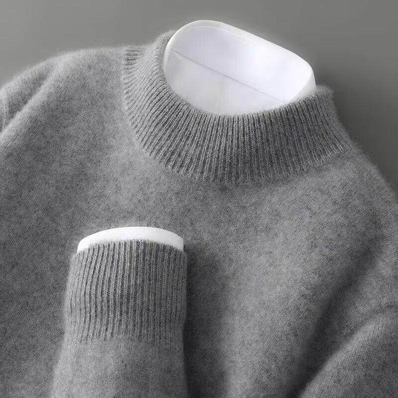 Sweater Herren Mock-Neck mit Rippenstruktur und Bündchen – Relaxed Passform