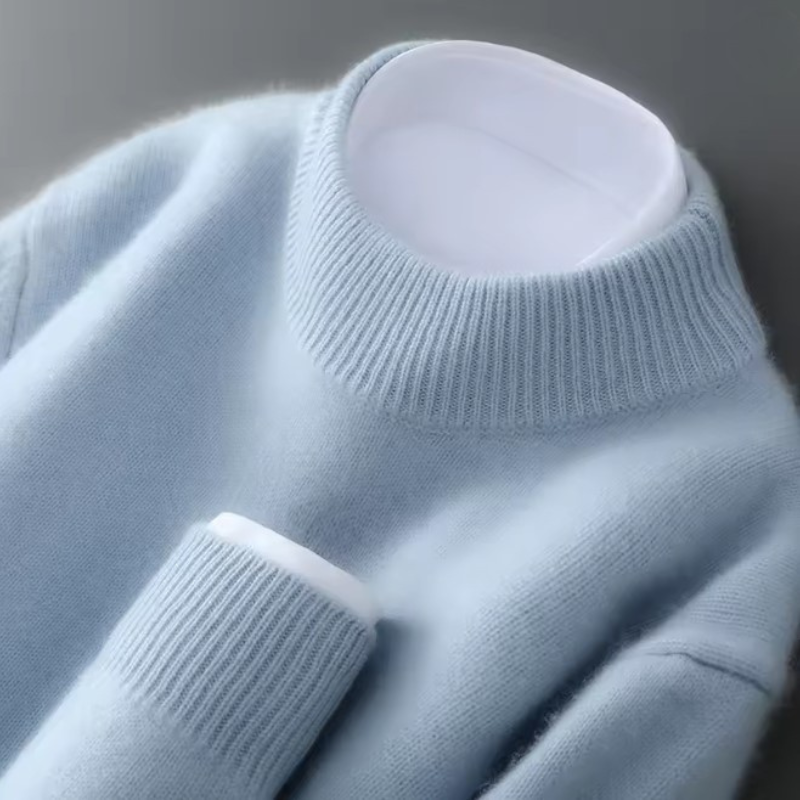 Sweater Herren Mock-Neck mit Rippenstruktur und Bündchen – Relaxed Passform