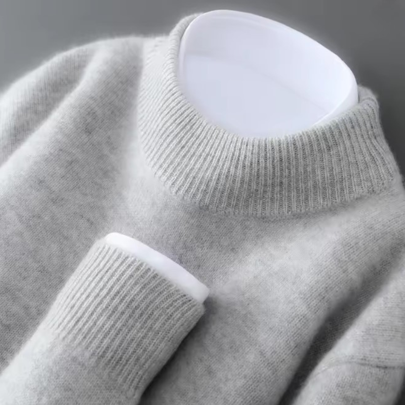Sweater Herren Mock-Neck mit Rippenstruktur und Bündchen – Relaxed Passform