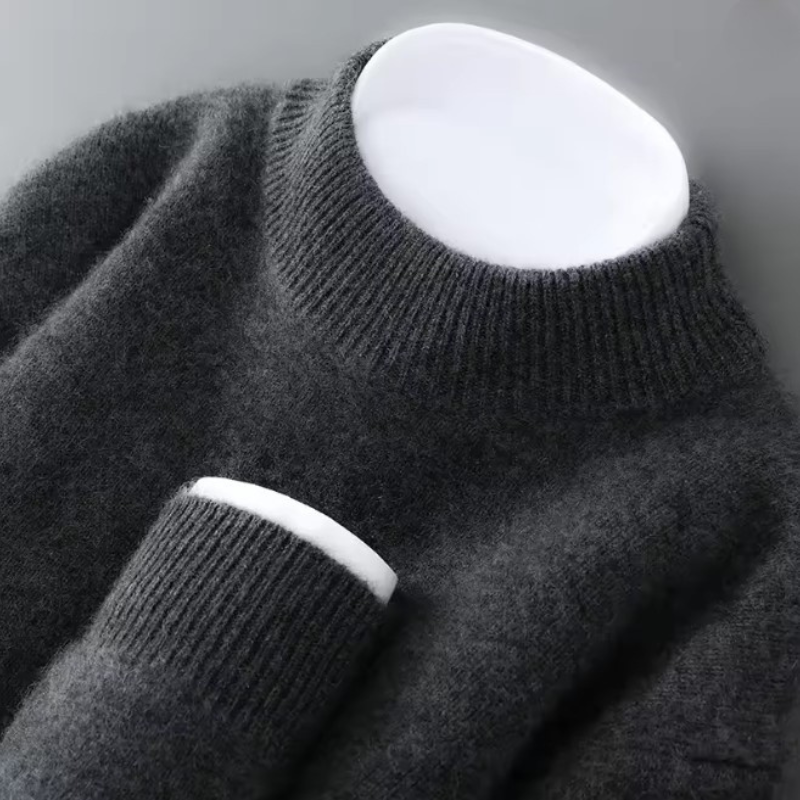 Sweater Herren Mock-Neck mit Rippenstruktur und Bündchen – Relaxed Passform