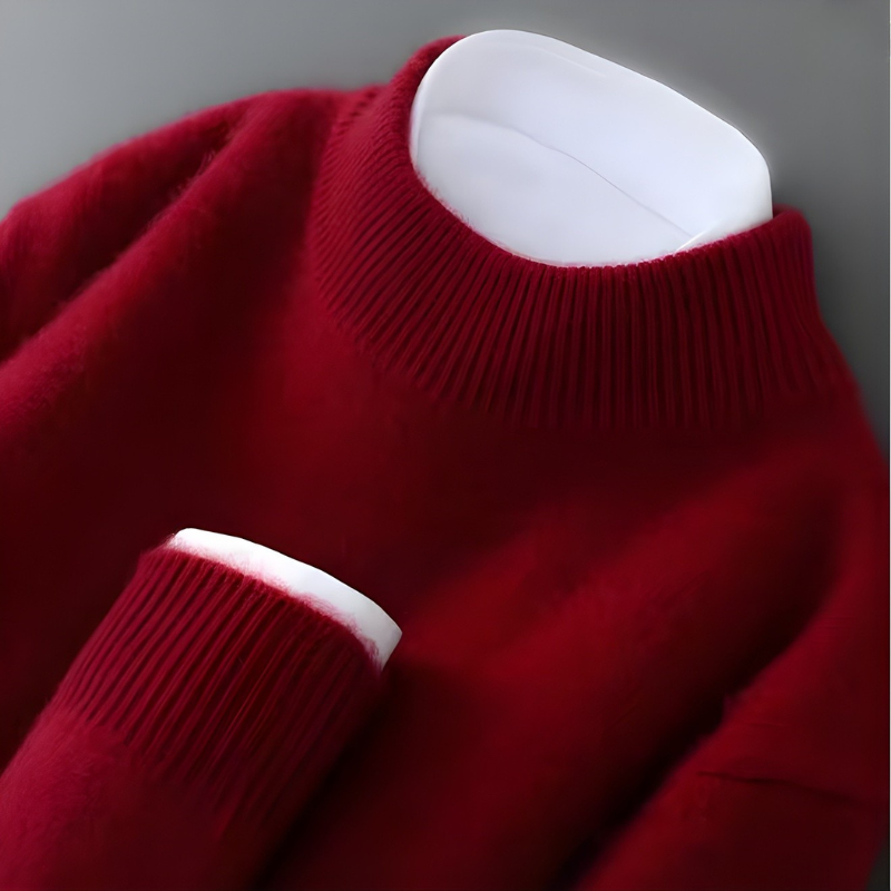 Sweater Herren Mock-Neck mit Rippenstruktur und Bündchen – Relaxed Passform
