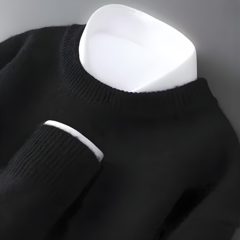 Sweater Herren Mock-Neck mit Rippenstruktur und Bündchen – Relaxed Passform