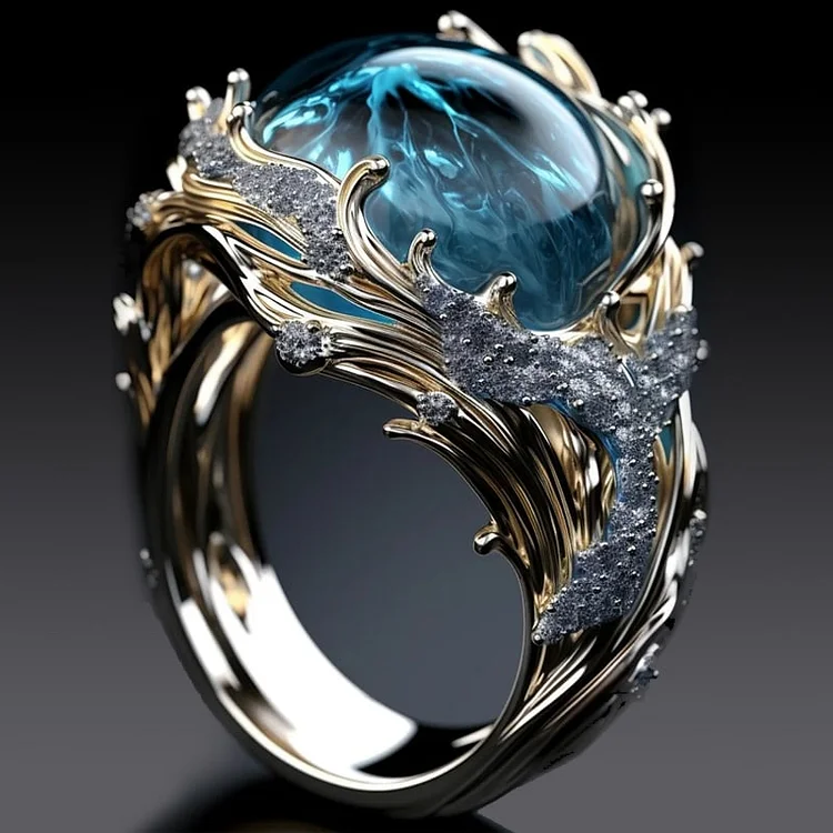 Selena – Vintage Ring aus maritimem Glas