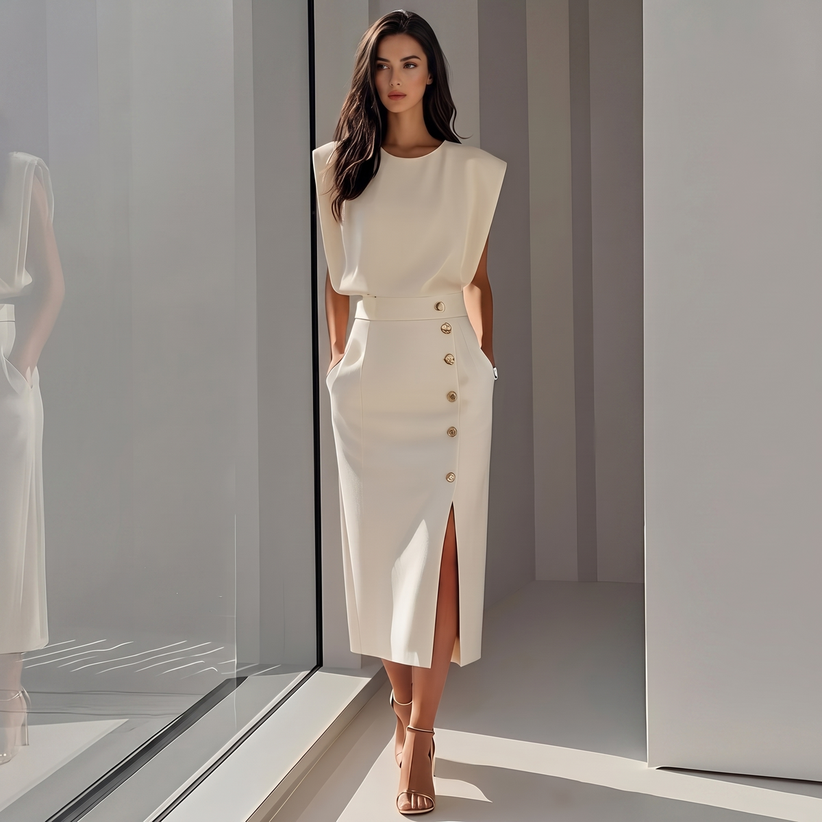 Daniela - Stilvolles Midikleid mit Schlitz