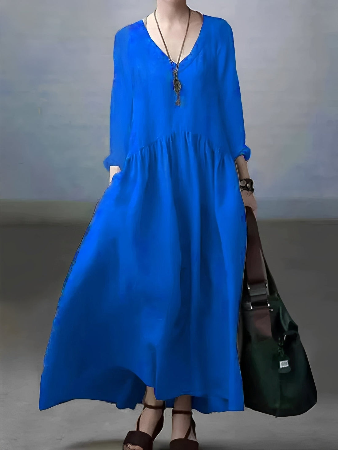 Lindy - Legeres, gemütliches Damenkleid mit V-Ausschnitt