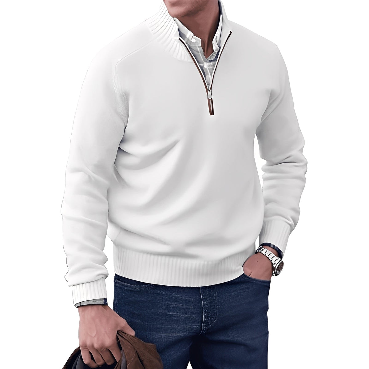 Kian - Eleganter Herrenpullover mit praktischem Reißverschluss