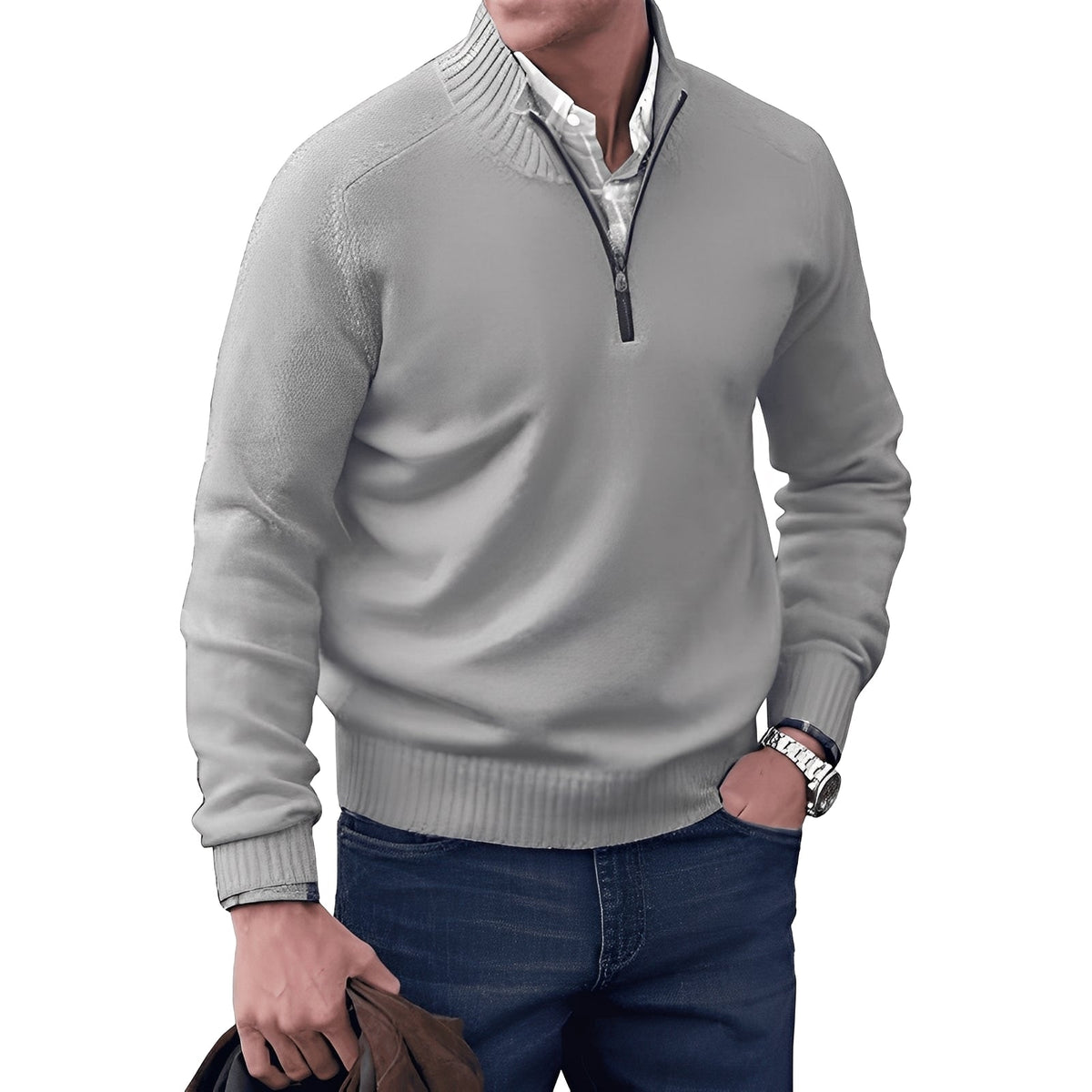 Kian - Eleganter Herrenpullover mit praktischem Reißverschluss