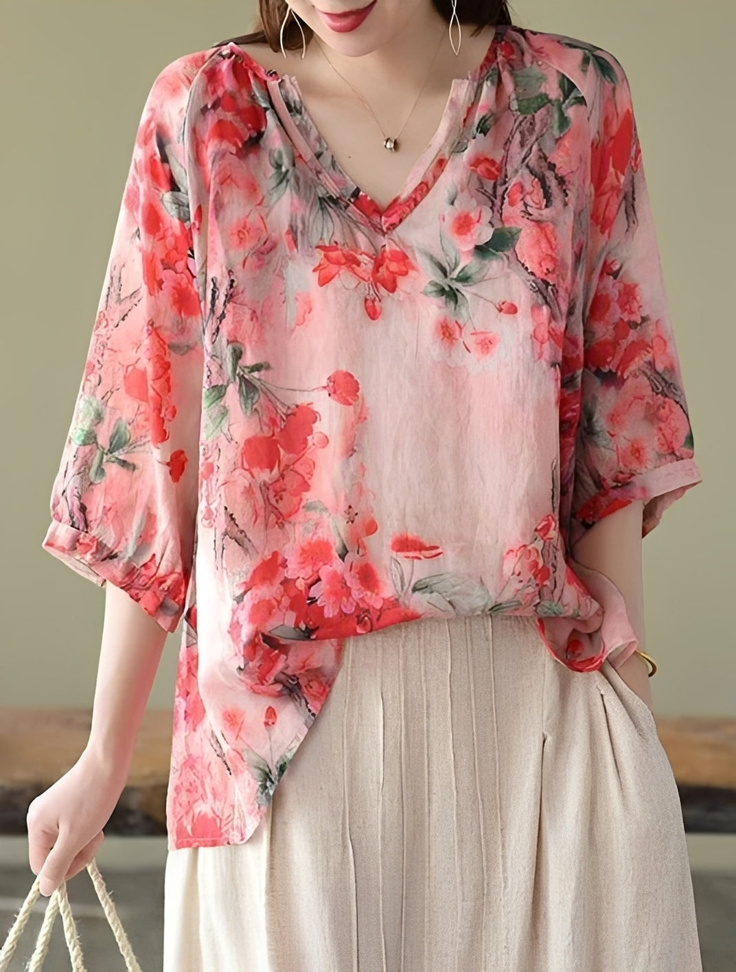 Nancy - Elegante, locker geschnittene Print-Blusen für Damen