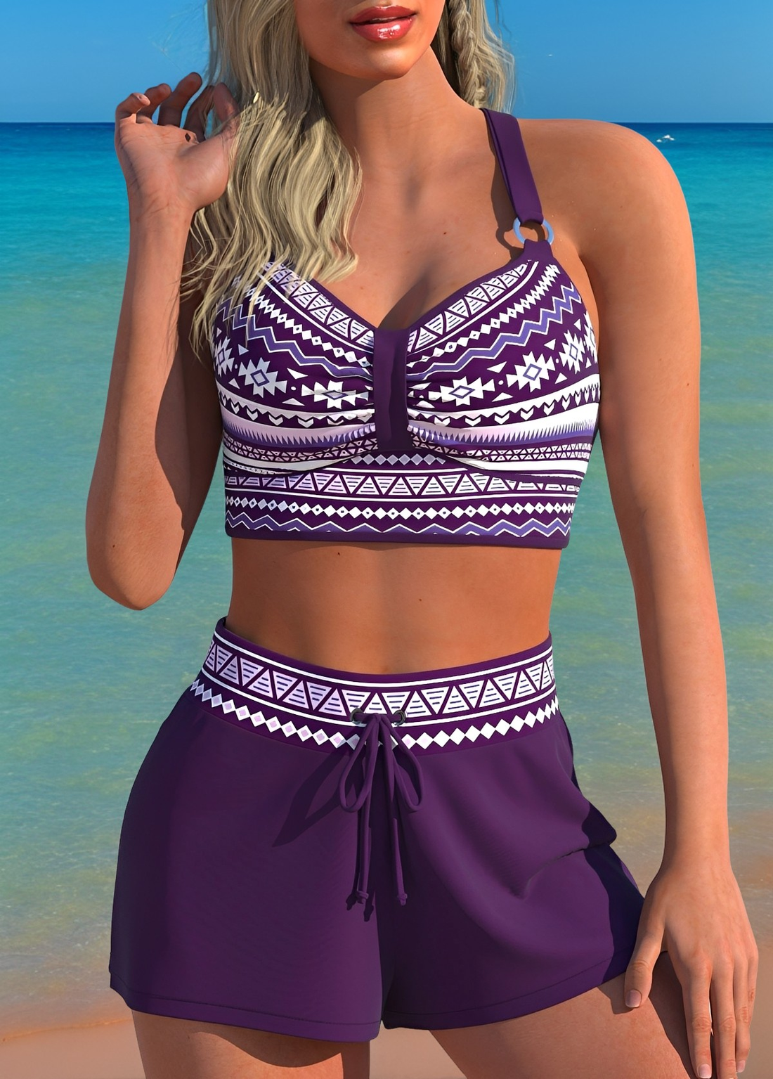 Bailey - Stilvoller Bikini mit hohem Bund und Muster für Damen
