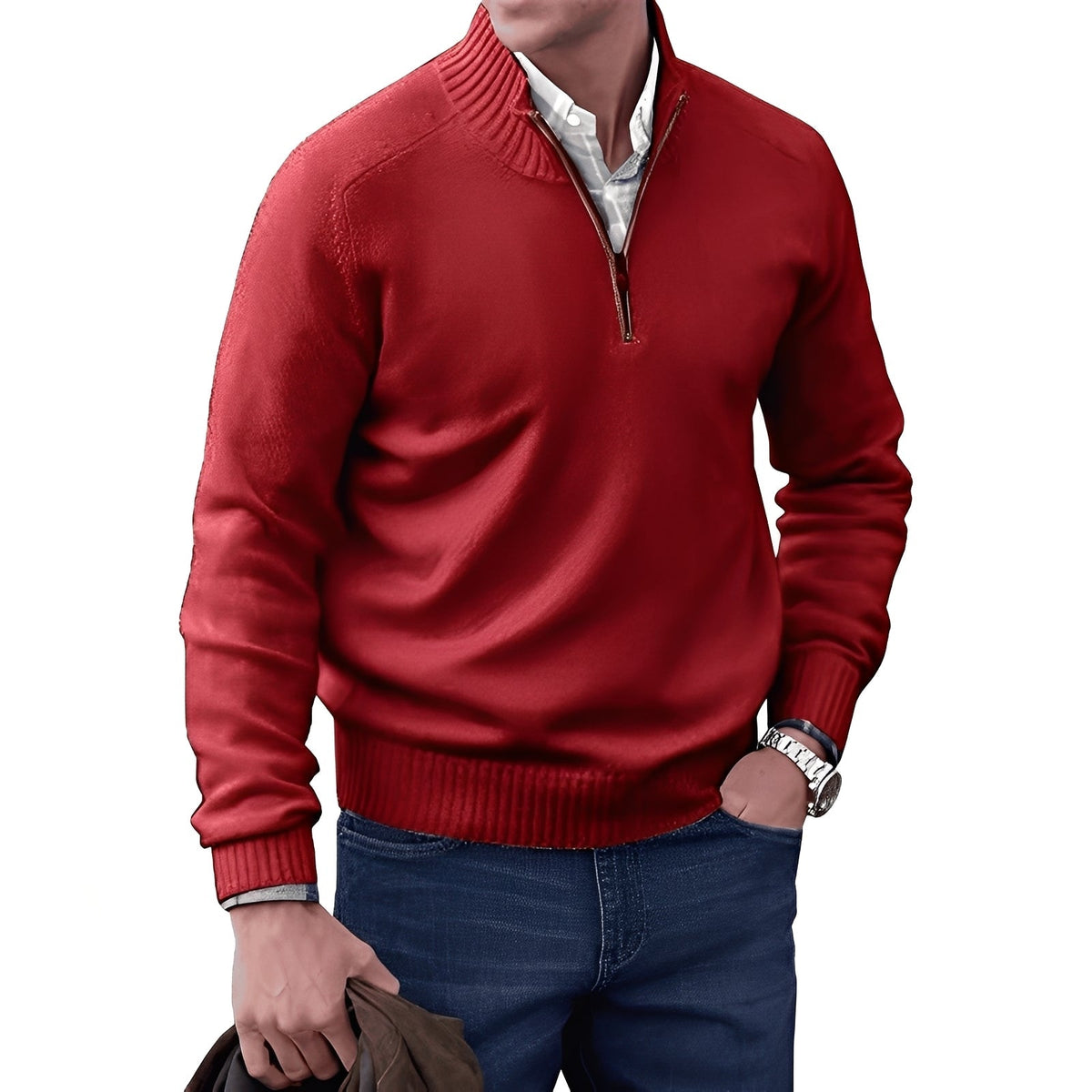 Kian - Eleganter Herrenpullover mit praktischem Reißverschluss