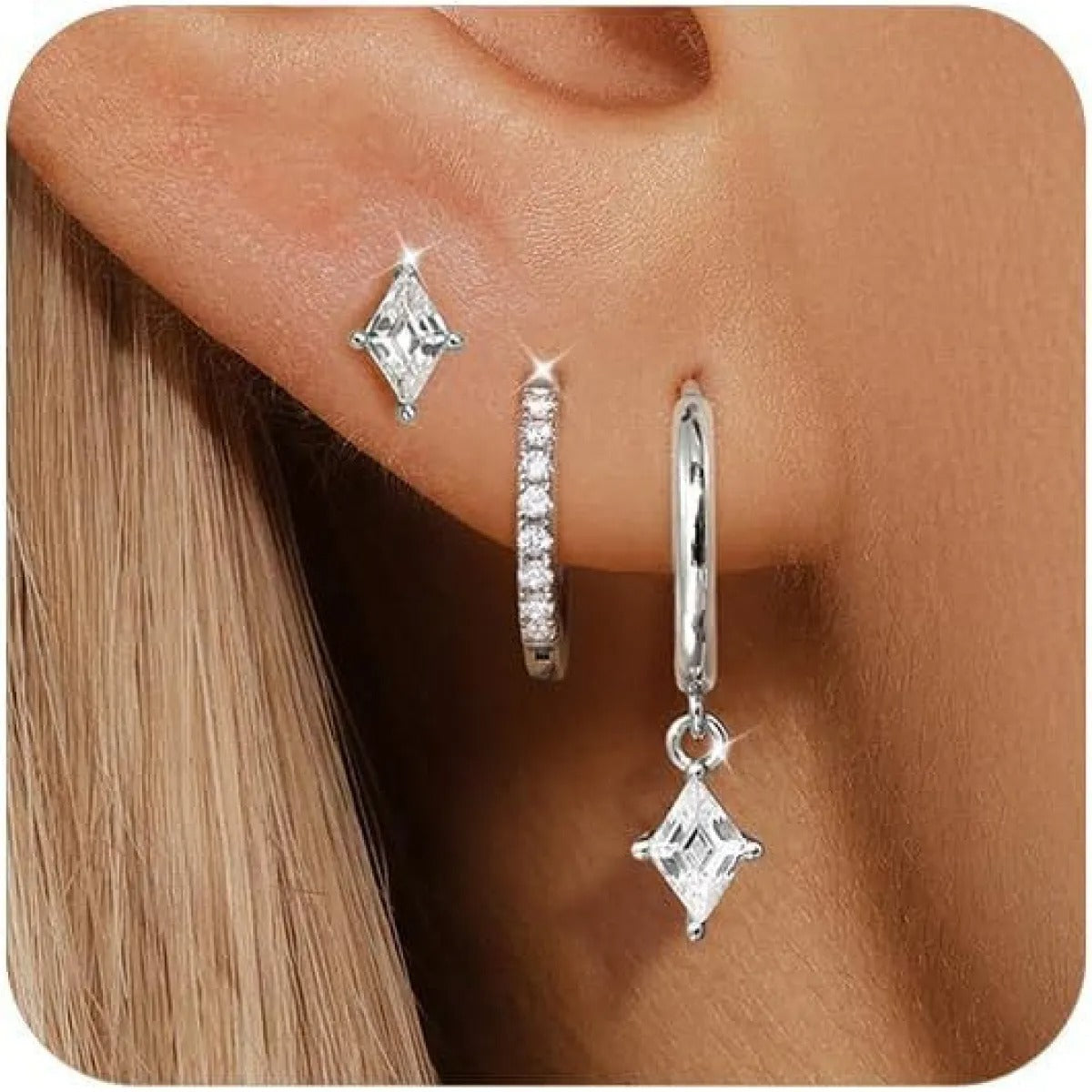 Azaria – Set von Ohrringen mit Diamantanhänger