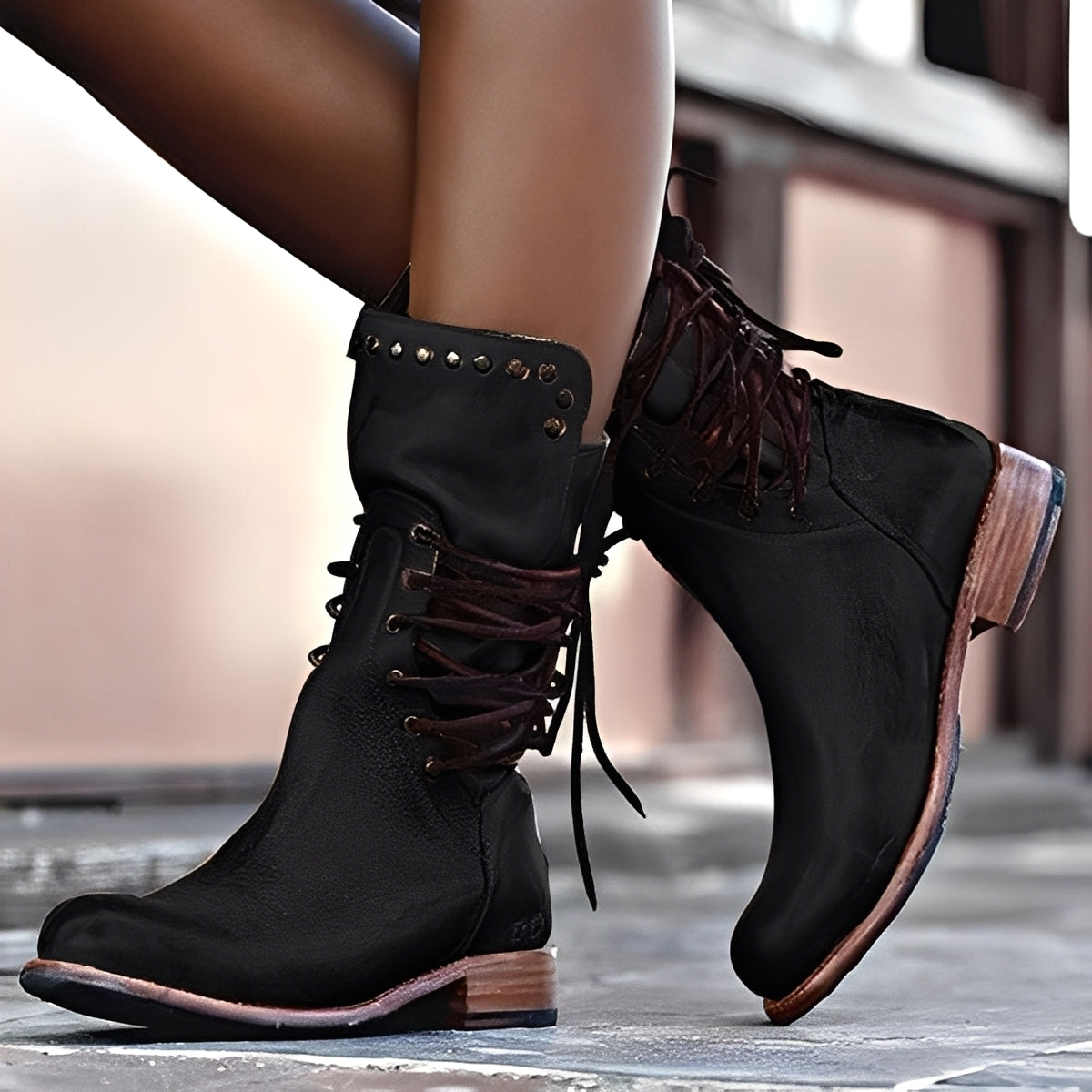 Lenora - Vintage Damenstiefel mit kleinem Absatz