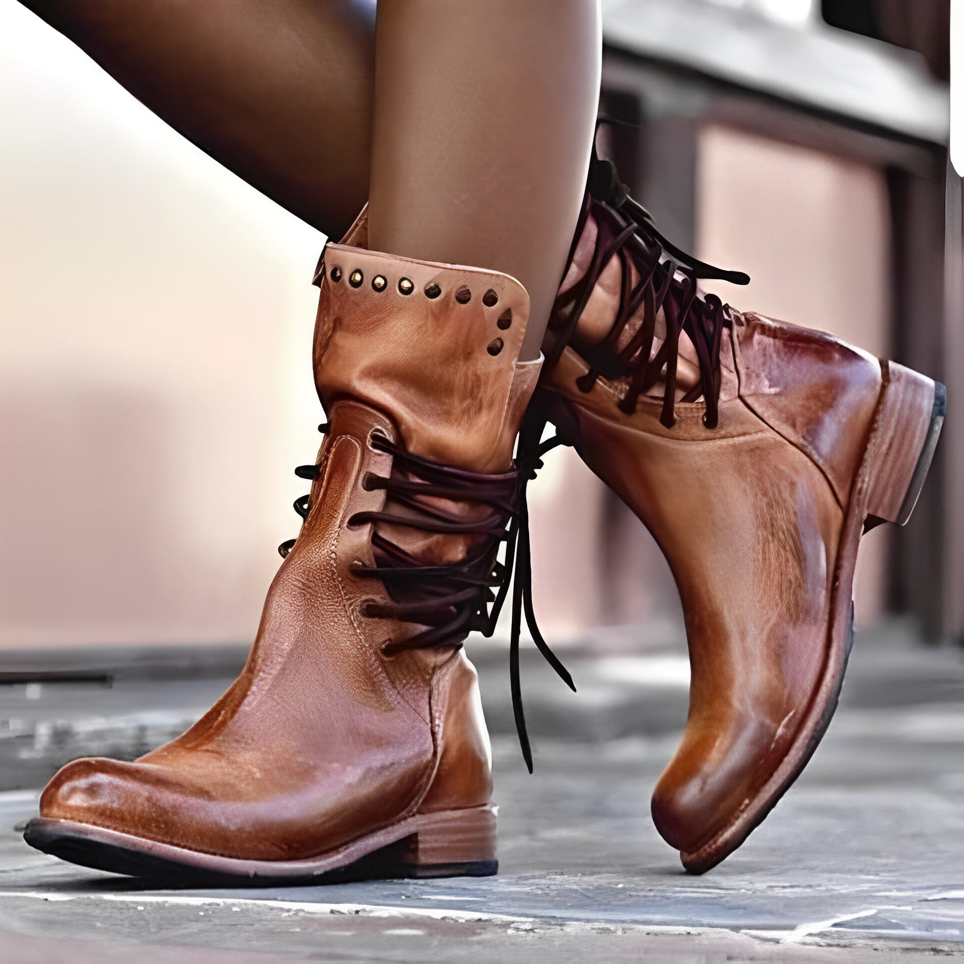 Lenora - Vintage Damenstiefel mit kleinem Absatz