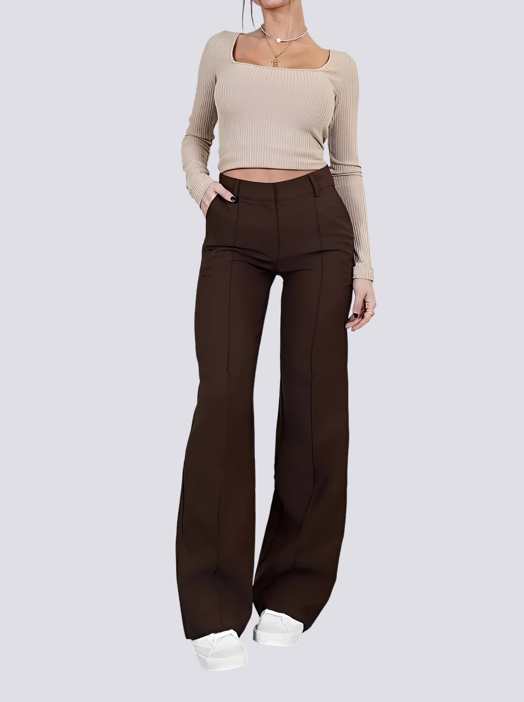Amelie - Formelle Hose mit Hohem Bund und Geradem Schnitt