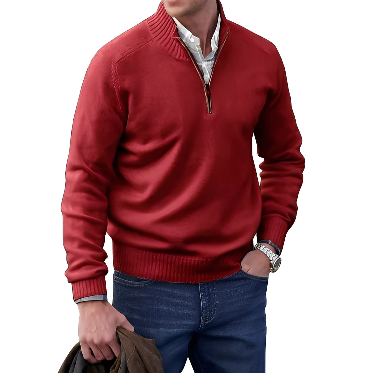 Jeremy - Moderner Herrenpullover mit Reißverschluss