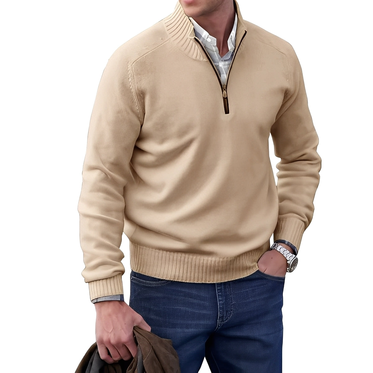 Jeremy - Moderner Herrenpullover mit Reißverschluss
