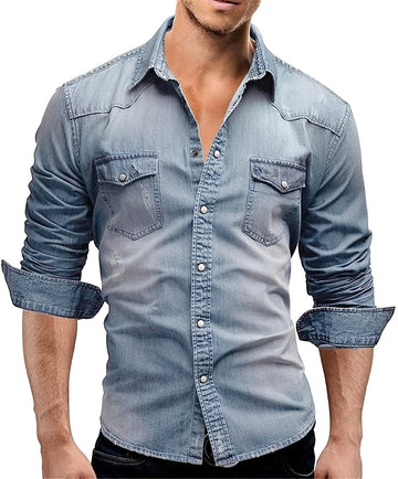 Arjun - Herren-Jeanshemd - Lässiges Langarm