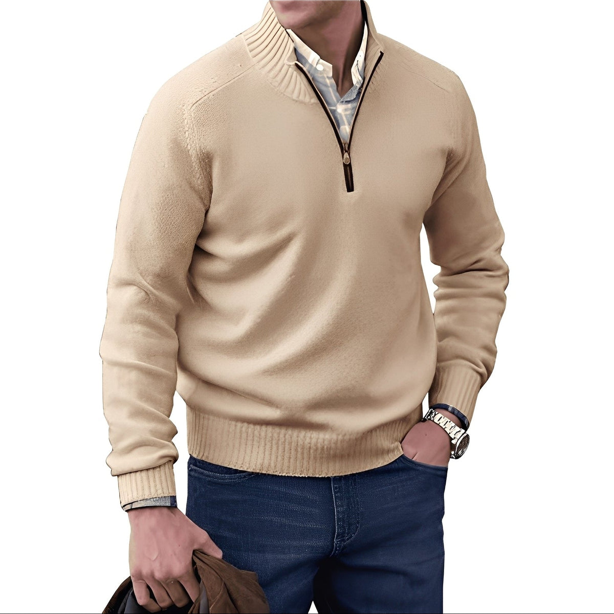 Kian - Eleganter Herrenpullover mit praktischem Reißverschluss