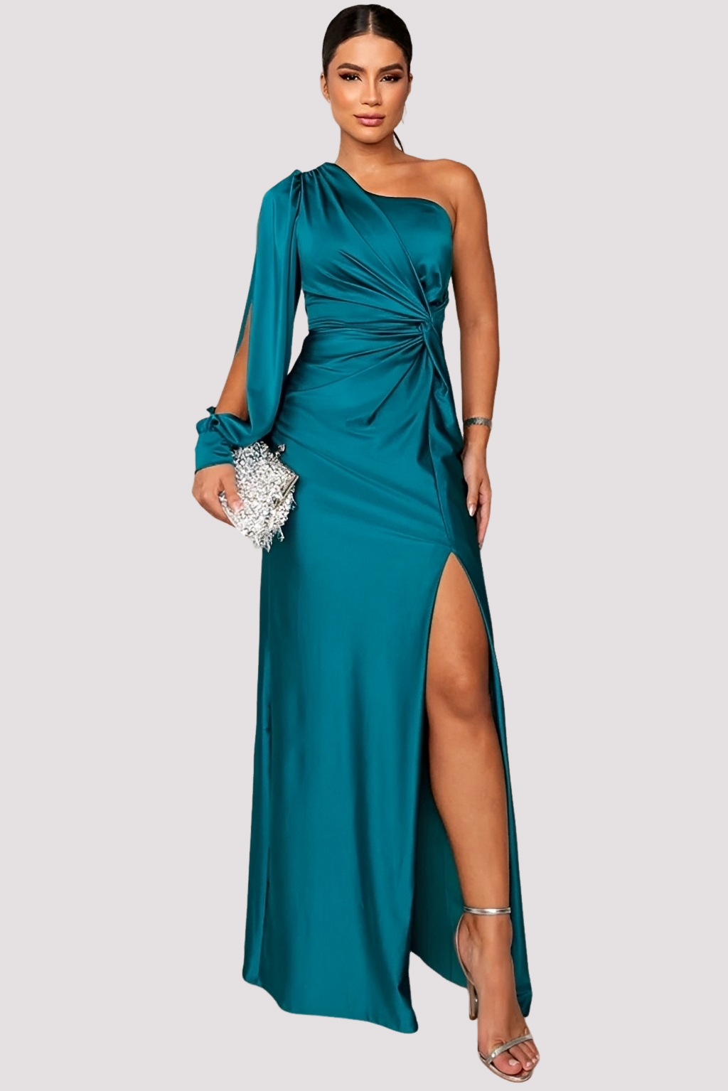 Yaseen - Schickes One-Shoulder-Kleid mit Schlitz