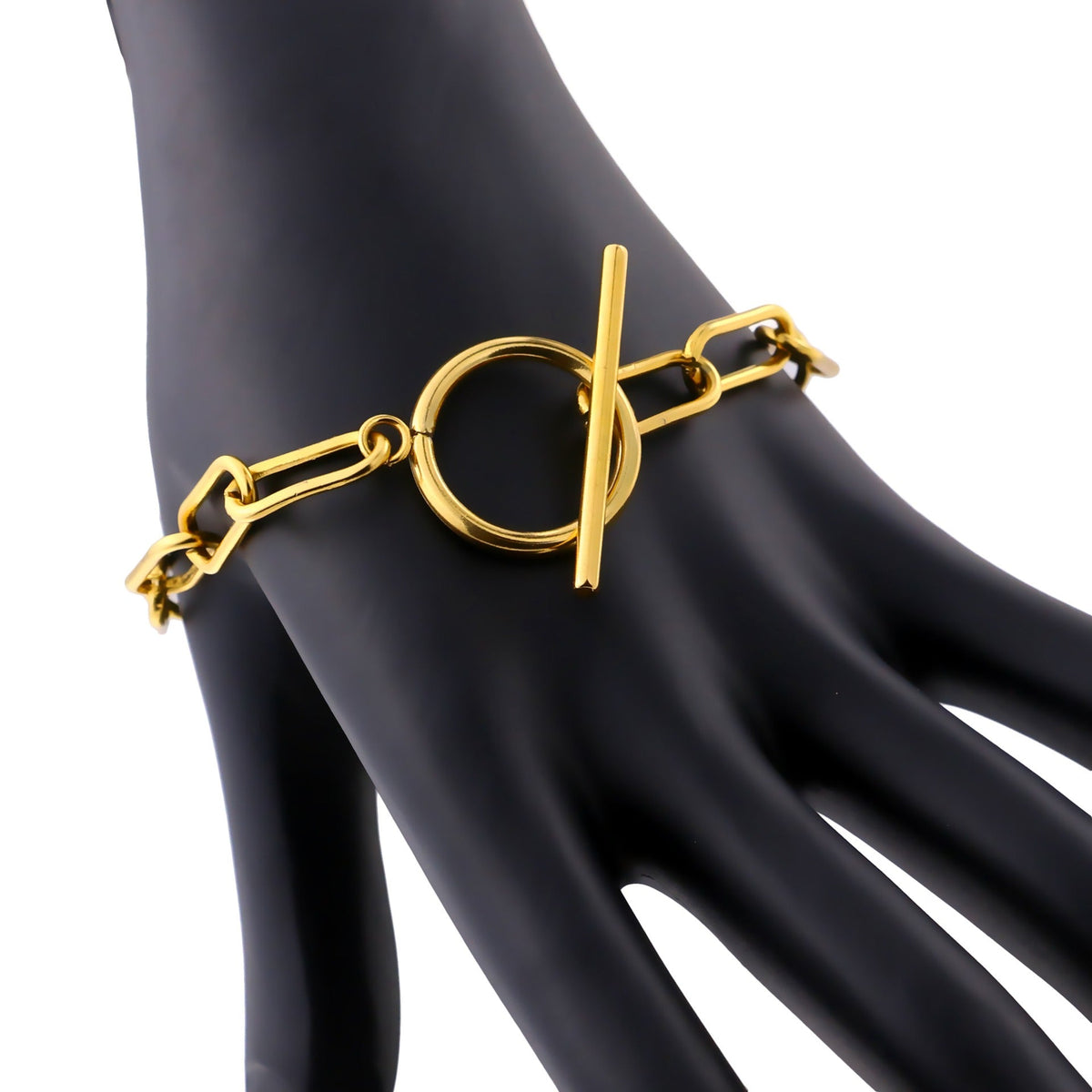 Millie – T-Bar-Armband mit rechteckigen goldenen Gliedern