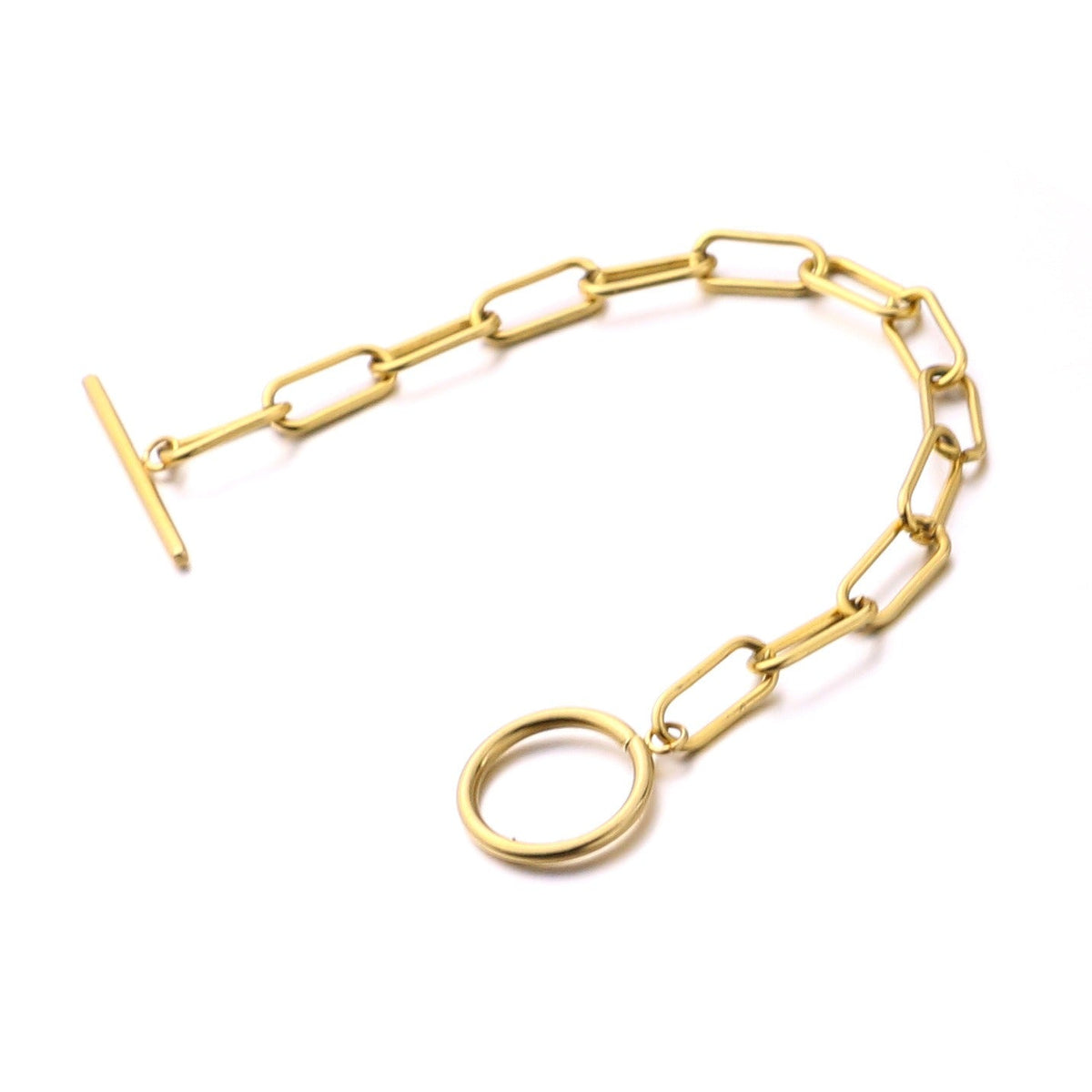 Millie – T-Bar-Armband mit rechteckigen goldenen Gliedern