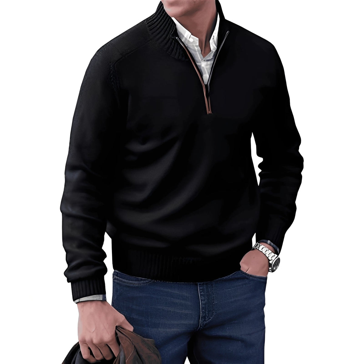 Kian - Eleganter Herrenpullover mit praktischem Reißverschluss