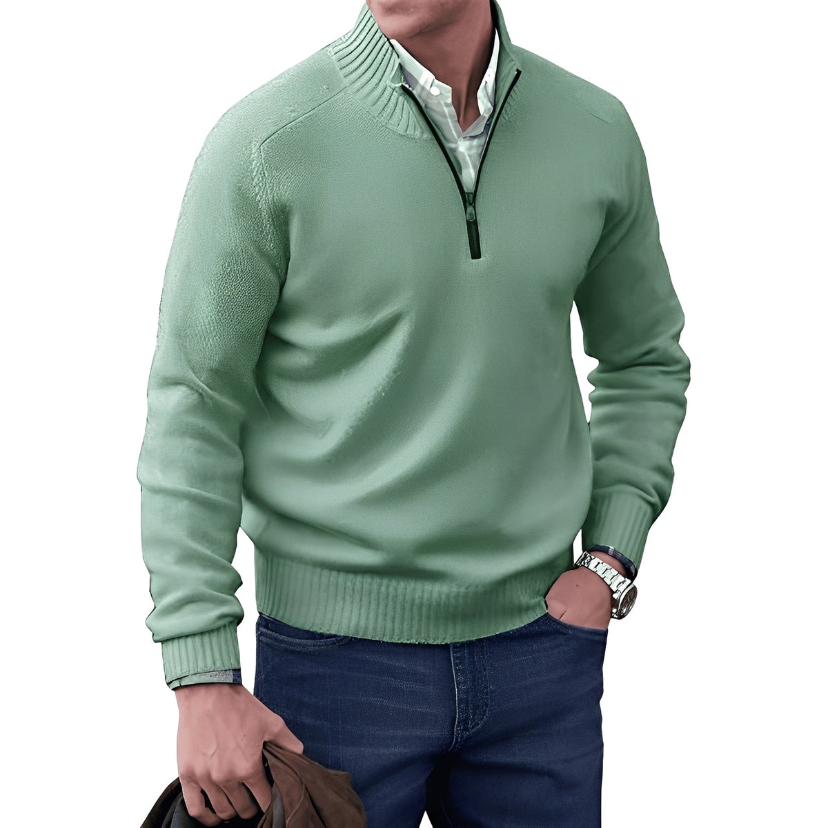 Kian - Eleganter Herrenpullover mit praktischem Reißverschluss